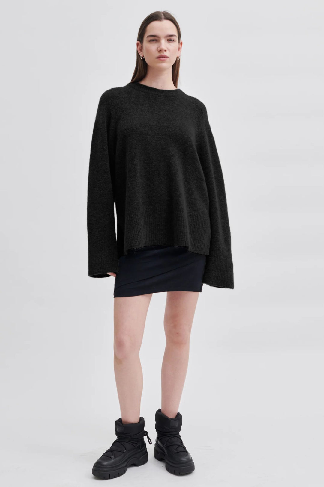 Brookline Knit Raglan O - Neck Black | Genser | Smuk - Dameklær på nett