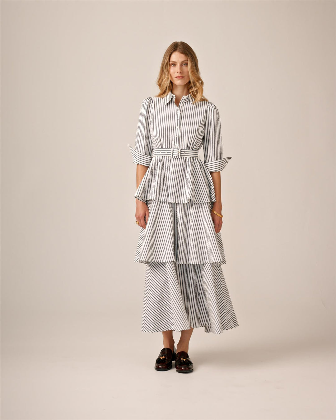 Seersucker Shirt Dress Blue Stripe