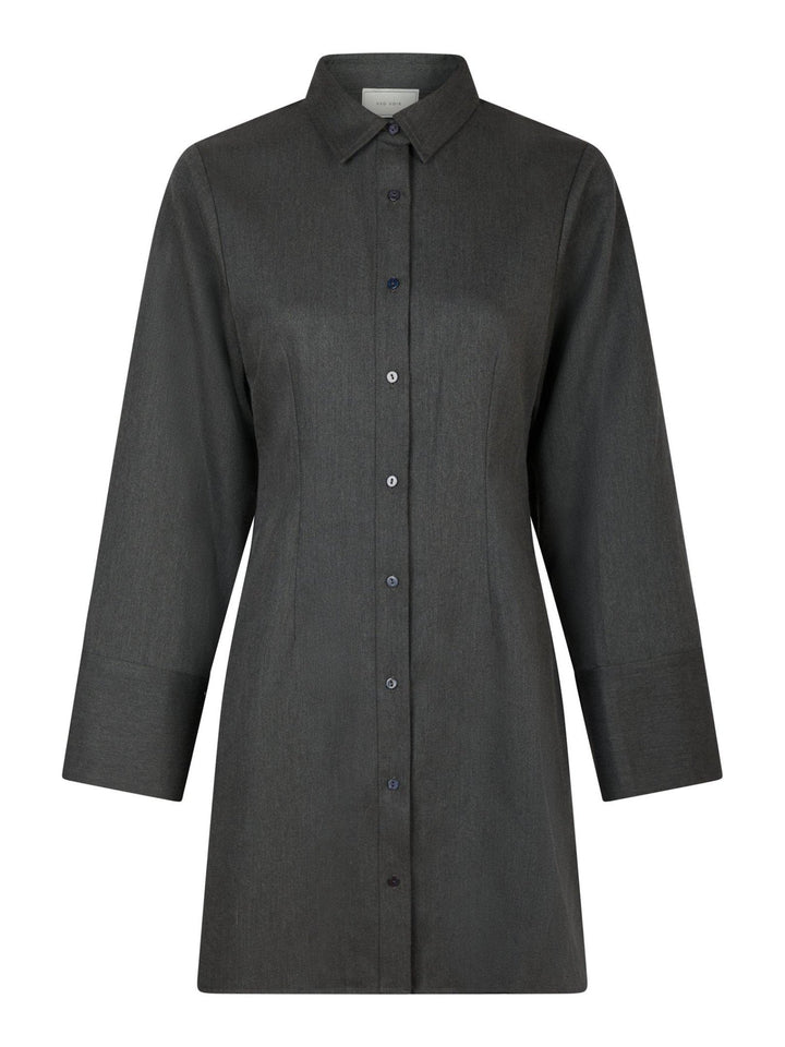 Cajsa Solid Shirt Dress Dark Grey | Kjoler | Smuk - Dameklær på nett