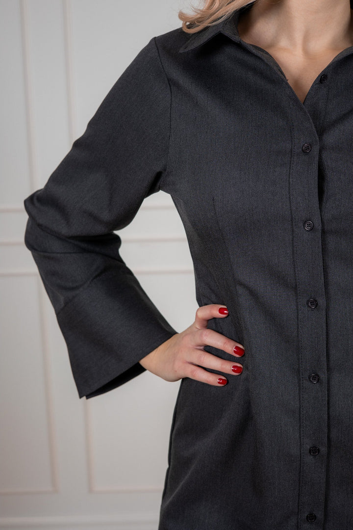 Cajsa Solid Shirt Dress Dark Grey | Kjoler | Smuk - Dameklær på nett