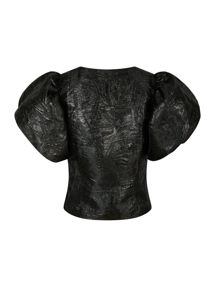 Camia Metallic Brocade Blouse Black | Skjorter og bluser | Smuk - Dameklær på nett