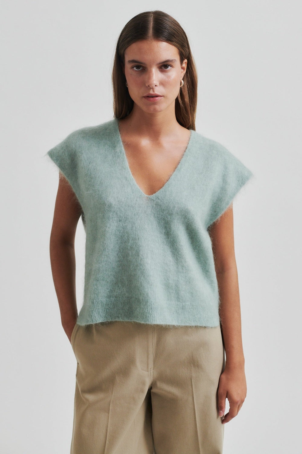 Camryn Knit Vest Slate Green | Genser | Smuk - Dameklær på nett