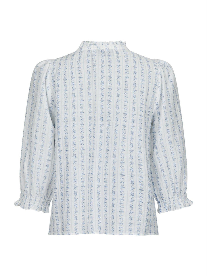 Carlie Flower Stripe Blouse Blue | Skjorter og bluser | Smuk - Dameklær på nett