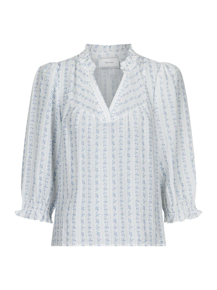 Carlie Flower Stripe Blouse Blue | Skjorter og bluser | Smuk - Dameklær på nett