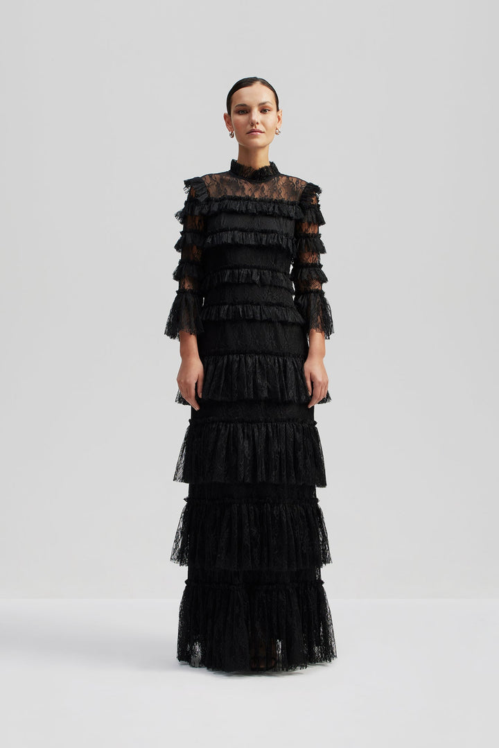 Carmine Long Sleeve Lace Maxi Dress Black | Kjoler | Smuk - Dameklær på nett