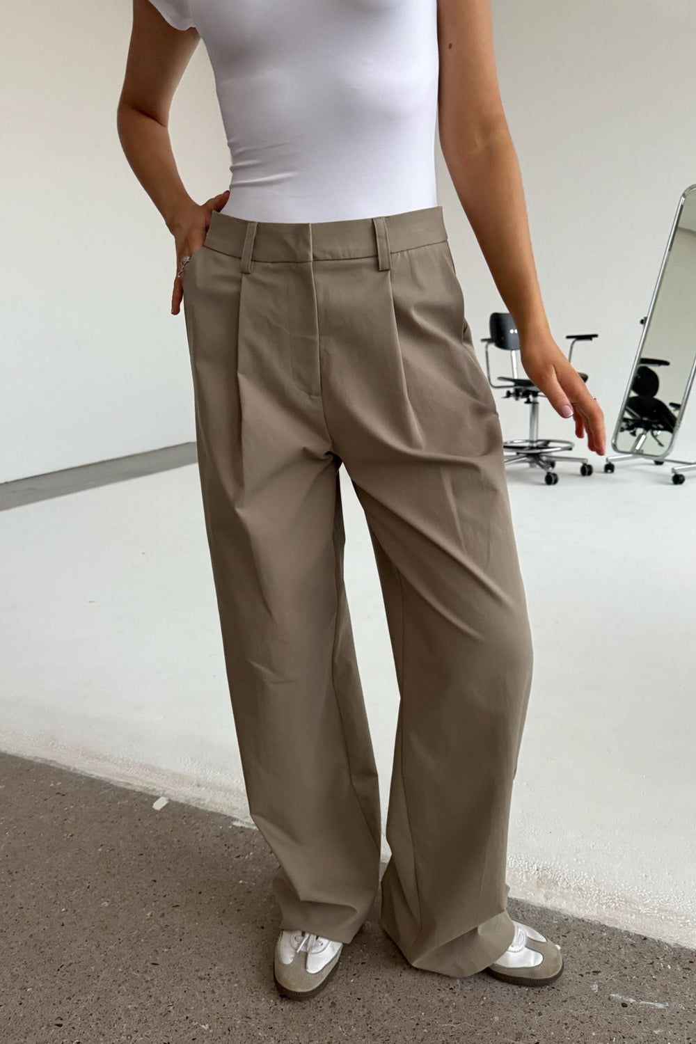 Celina Pants Khaki | Bukser | Smuk - Dameklær på nett