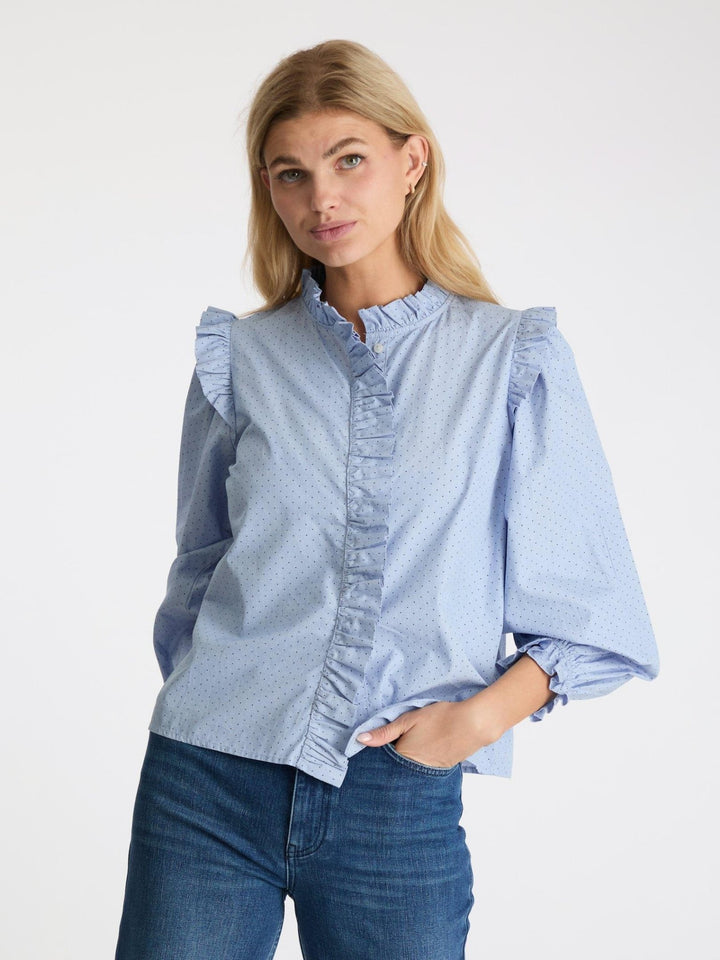 Charly Mini Dot Blouse Light Blue | Skjorter og bluser | Smuk - Dameklær på nett