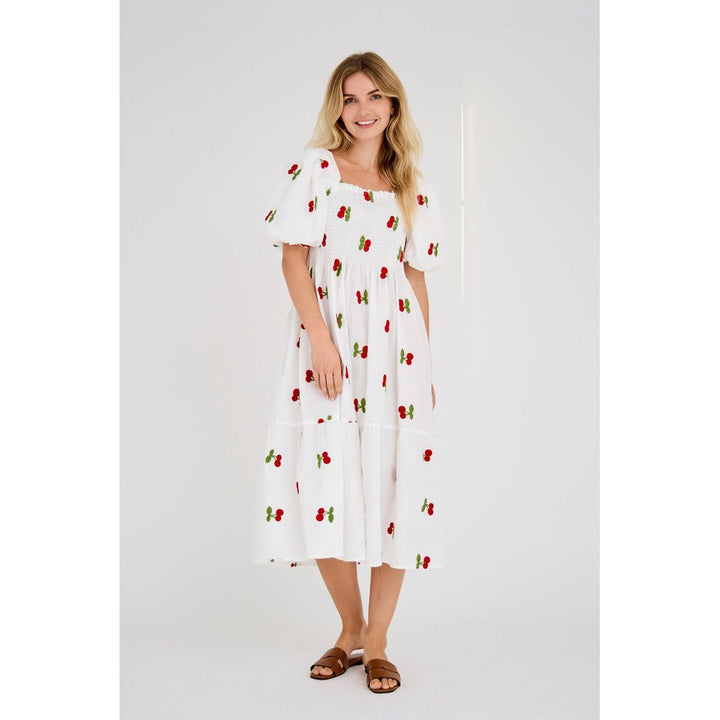 Cheri Fruit Dress White/Red | Kjoler | Smuk - Dameklær på nett