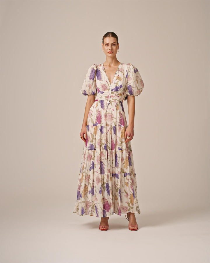 Chiffon Midi Dress Flower Garden | Kjoler | Smuk - Dameklær på nett