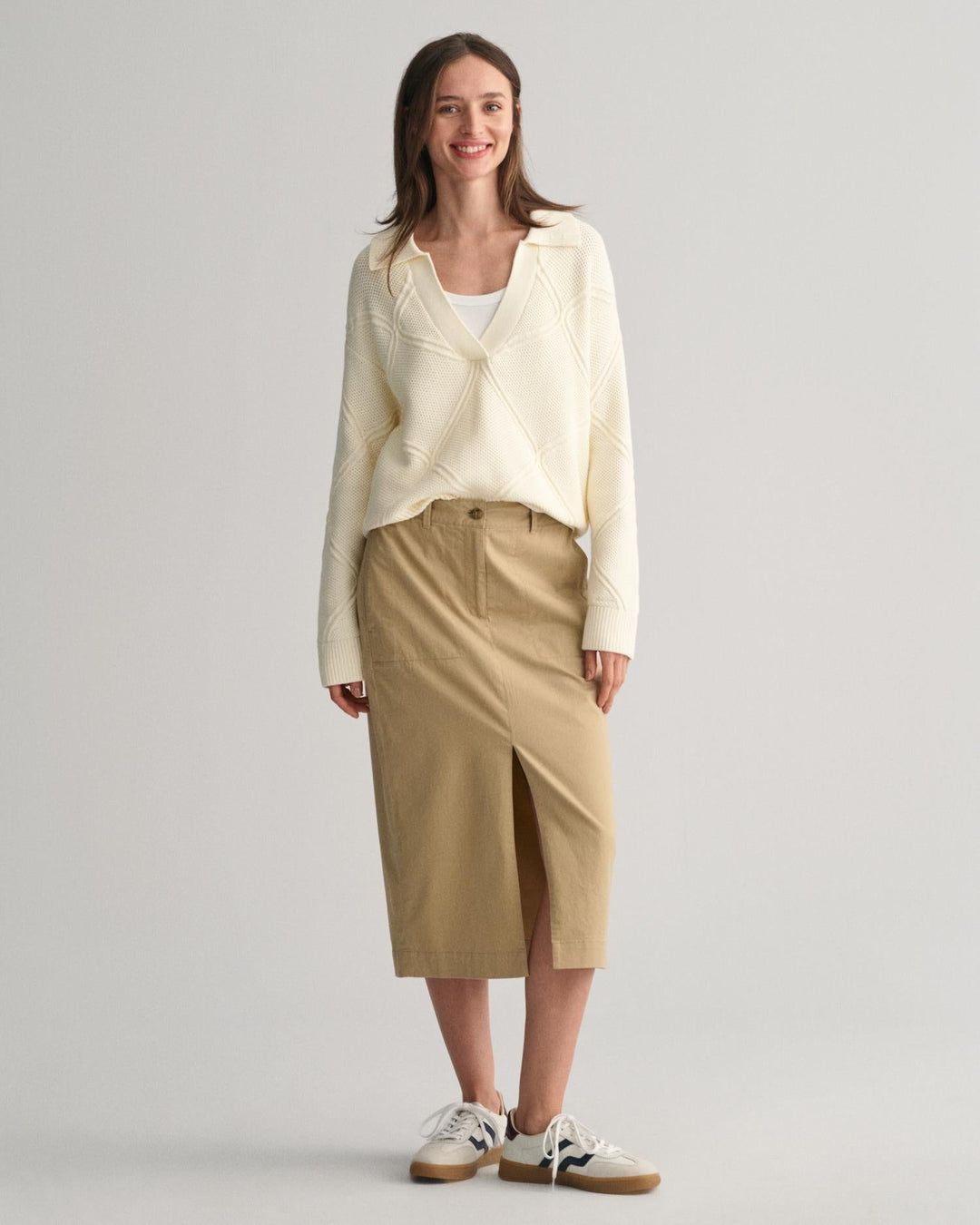 Chino Slit Skirt Dark Khaki | Skjørt | Smuk - Dameklær på nett