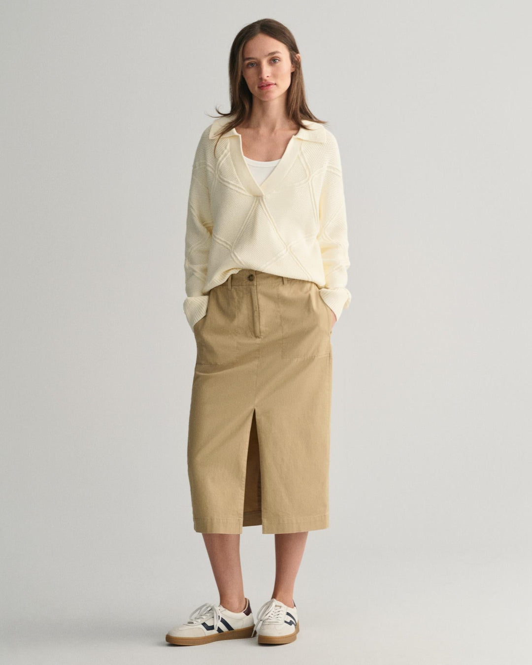 Chino Slit Skirt Dark Khaki | Skjørt | Smuk - Dameklær på nett