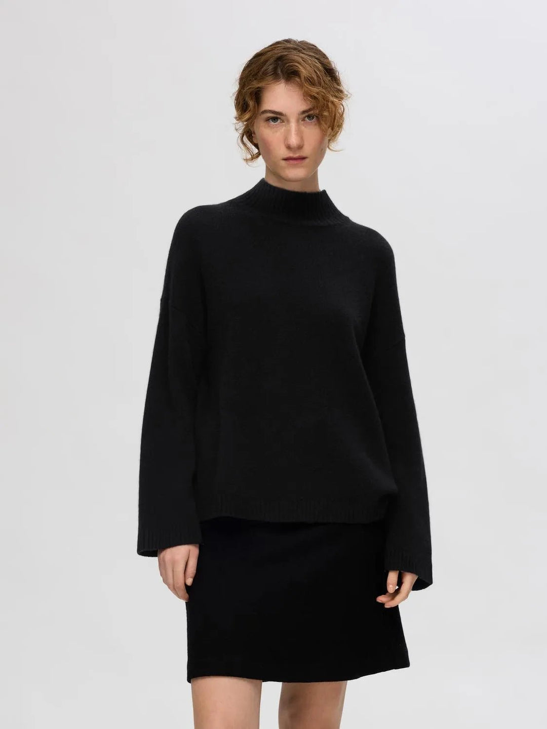 Cille Ls Knit High Neck Black | Genser | Smuk - Dameklær på nett