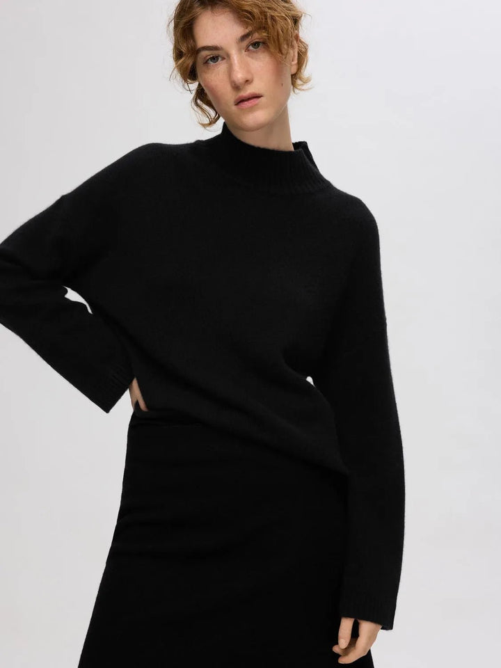 Cille Ls Knit High Neck Black | Genser | Smuk - Dameklær på nett