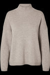 Cille Ls Knit High Neck Irish Cream Melange