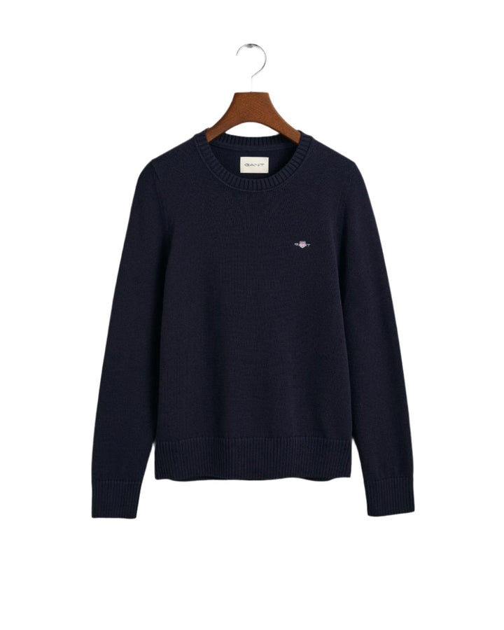 Classic Cotton Crew Neck Sweater Evening Blue | Genser | Smuk - Dameklær på nett