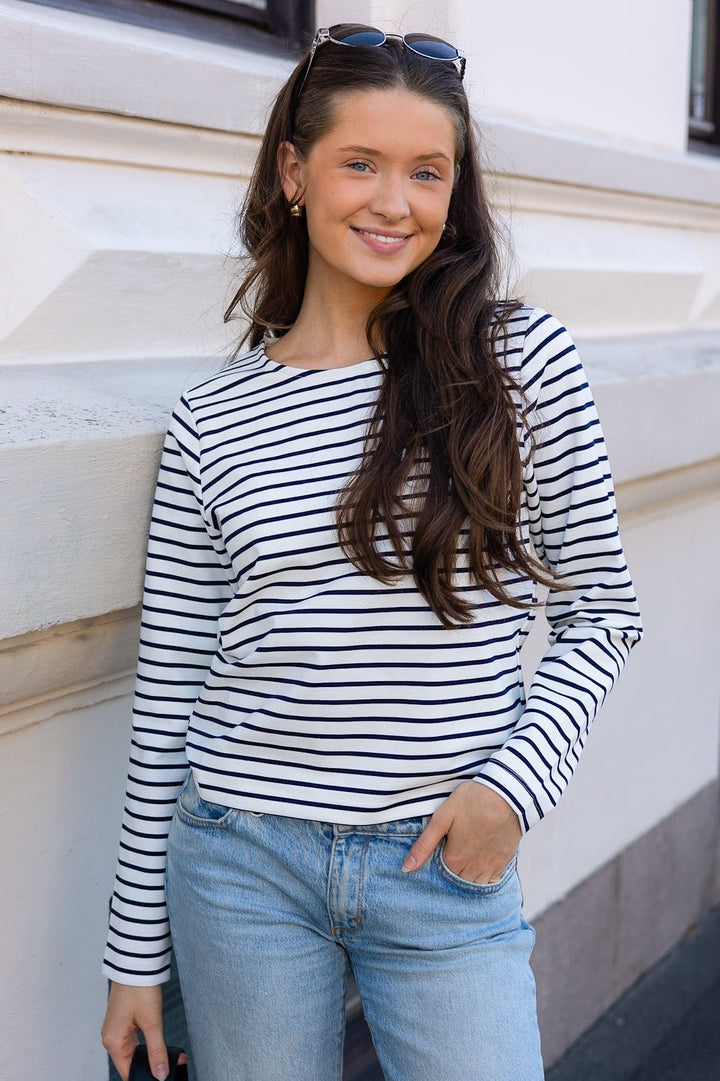 Claudio Stripe Blouse Navy | Skjorter og bluser | Smuk - Dameklær på nett