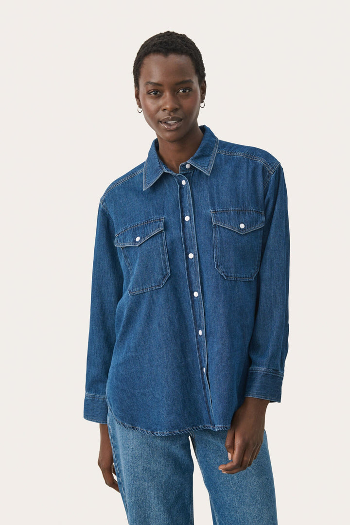 Collettepw Shirt Medium Blue Denim | Skjorter og bluser | Smuk - Dameklær på nett