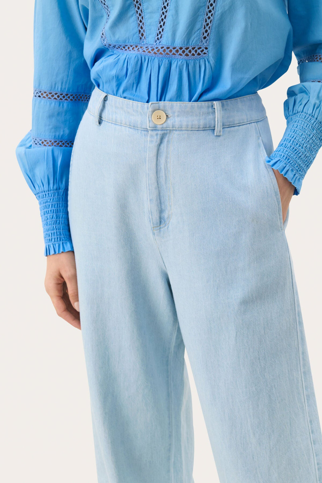 Coraliepw Pants Whiteish Blue Denim | Bukser | Smuk - Dameklær på nett