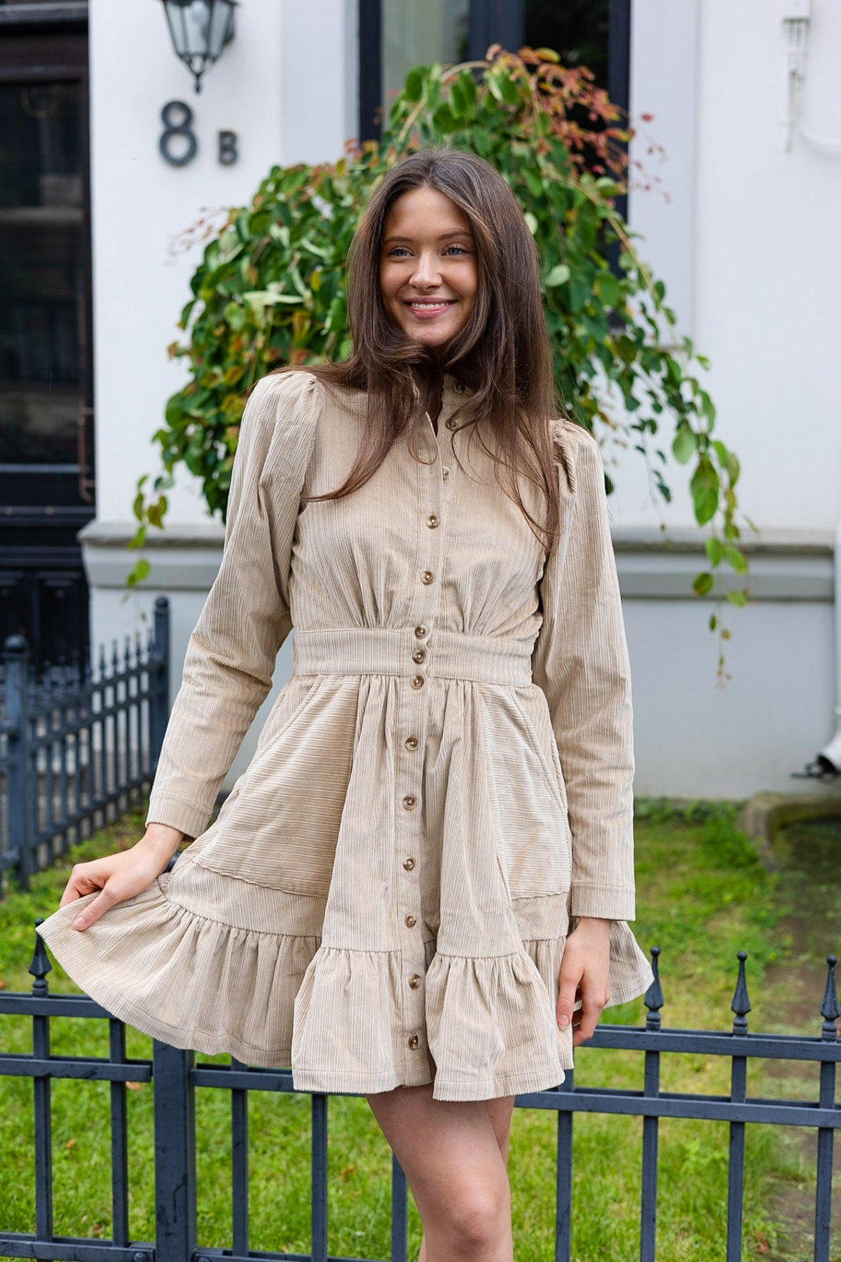 Beige corduroy dress hotsell