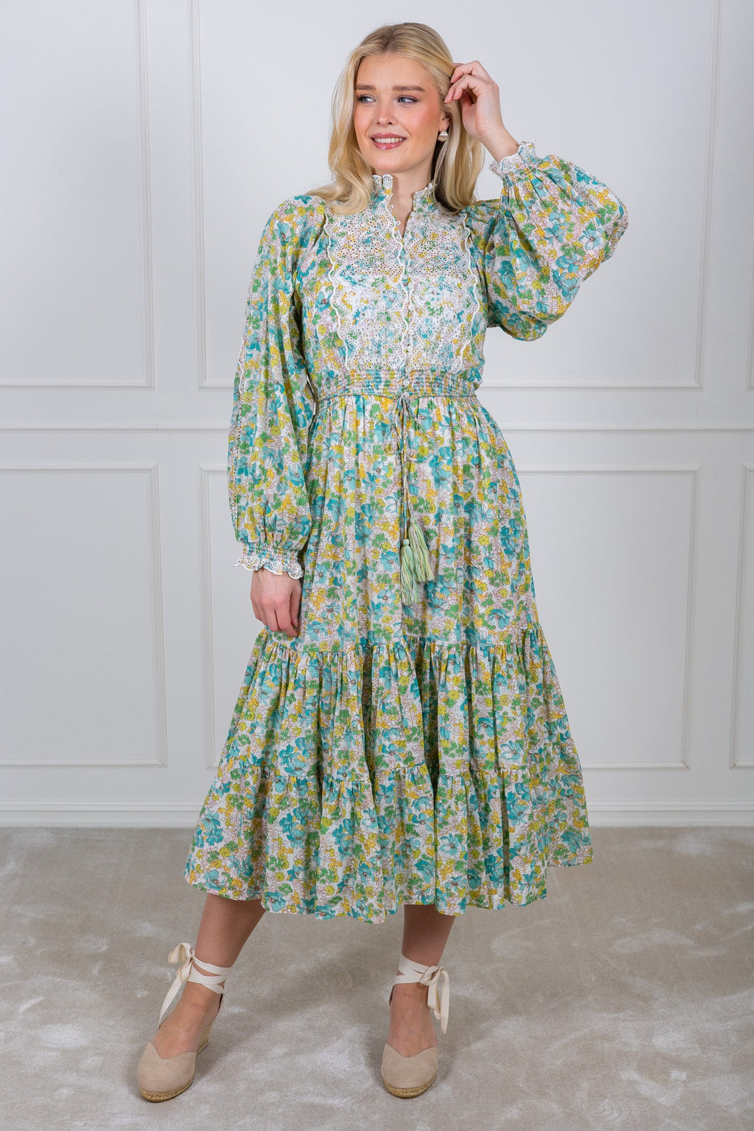 Cotton Slub Midi Dress Anemone Fields | Kjoler | Smuk - Dameklær på nett