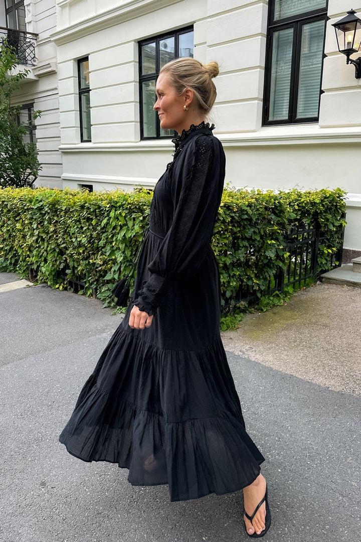 Cotton Slub Midi Dress Black | Kjoler | Smuk - Dameklær på nett