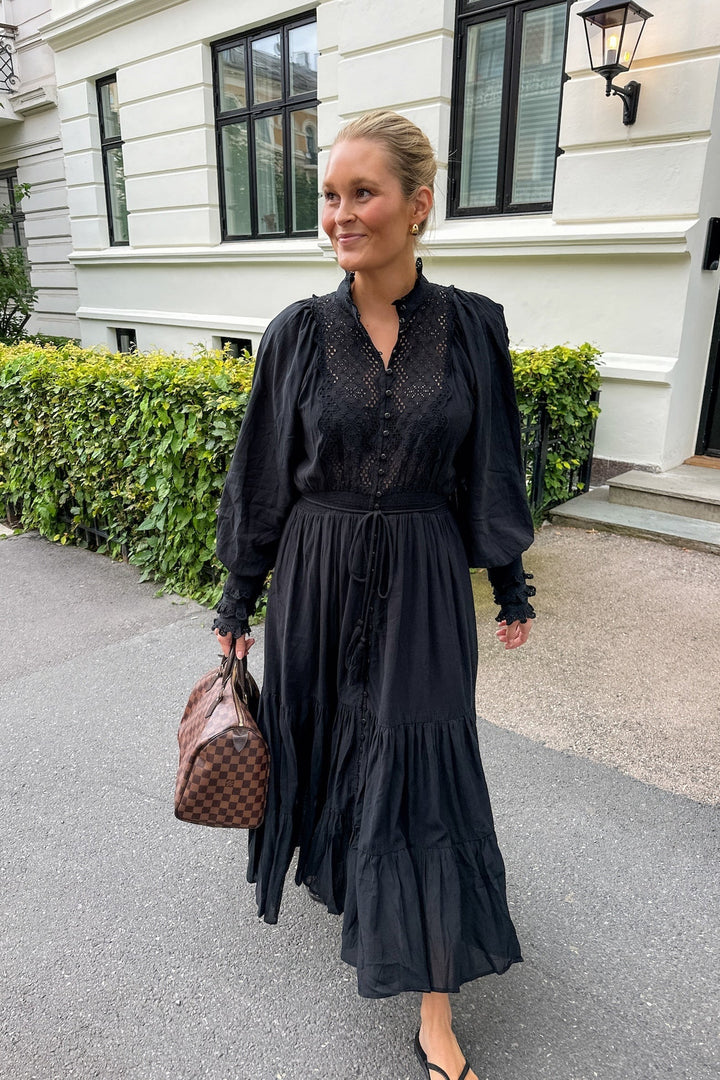 Cotton Slub Midi Dress Black | Kjoler | Smuk - Dameklær på nett