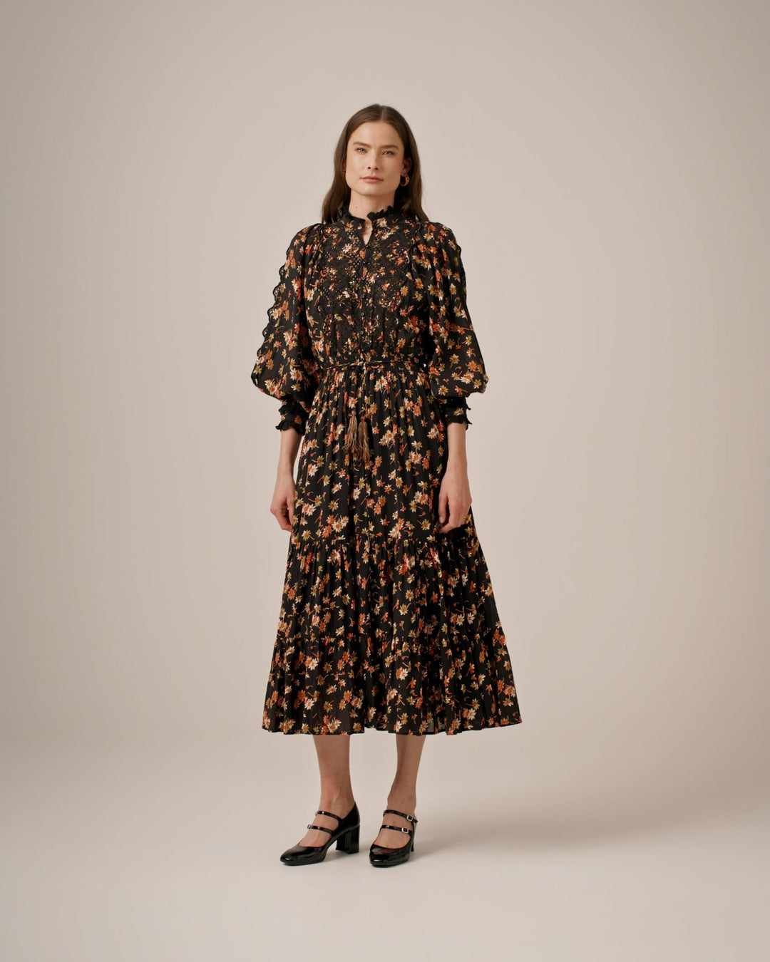 Cotton Slub Midi Dress Midnight Daisy | Kjoler | Smuk - Dameklær på nett