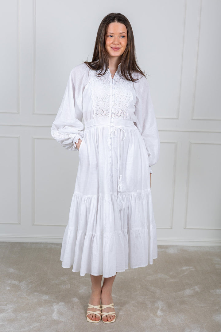 Cotton Slub Midi Dress White | Kjoler | Smuk - Dameklær på nett