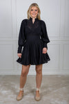 Cotton Slub Mini Dress Black