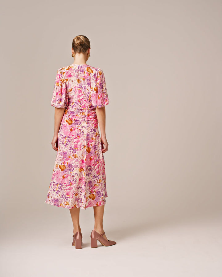 Crepe Button Down Gown Watercolor Bloom | Kjoler | Smuk - Dameklær på nett