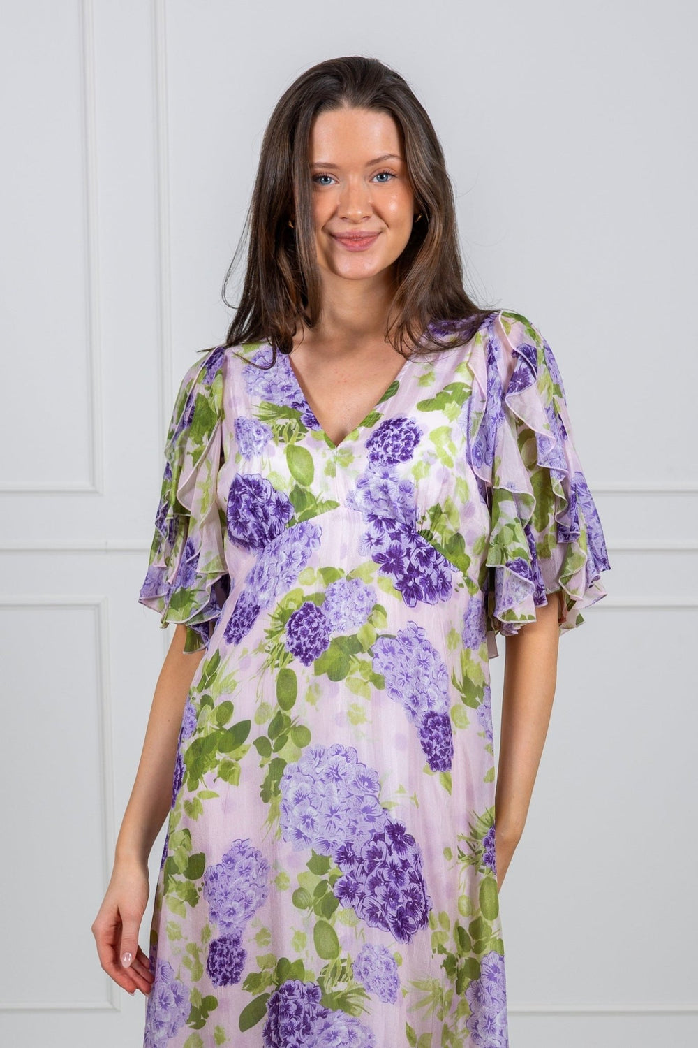 Cupro Maxi Dress Purple Flowerfield | Kjoler | Smuk - Dameklær på nett