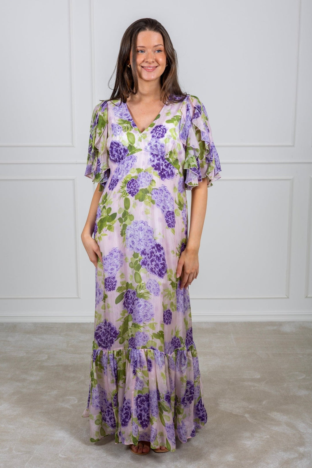 Cupro Maxi Dress Purple Flowerfield | Kjoler | Smuk - Dameklær på nett