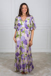 Cupro Maxi Dress Purple Flowerfield