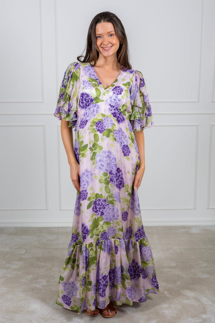 Cupro Maxi Dress Purple Flowerfield | Kjoler | Smuk - Dameklær på nett