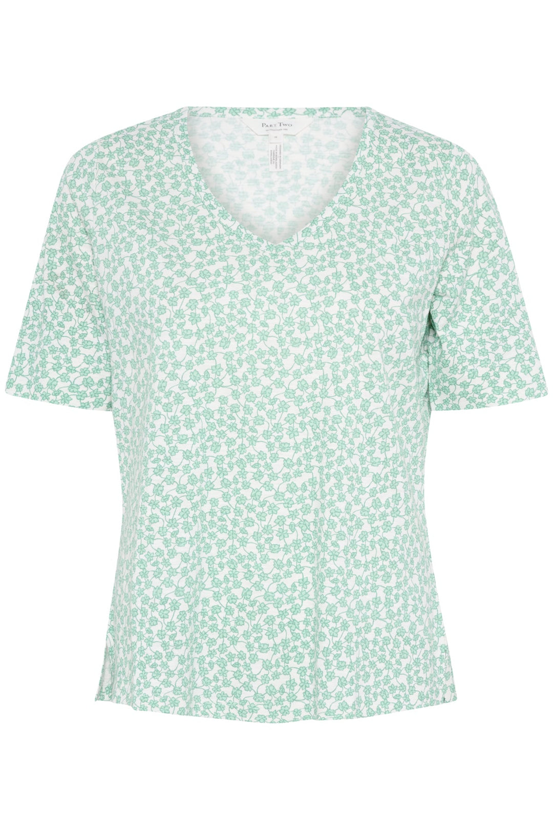 Curlia T-Shirt Green Mini Grid Flower | Topper | Smuk - Dameklær på nett