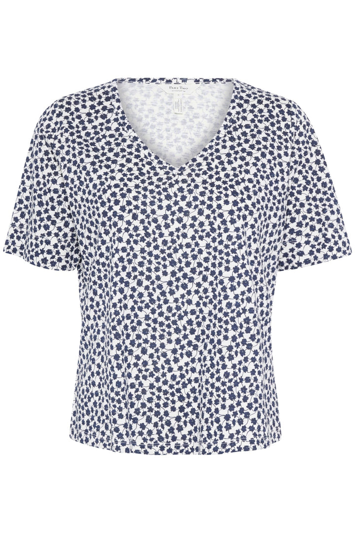 Curliapw T-Shirt Navy Mini Grid Flower | Topper | Smuk - Dameklær på nett