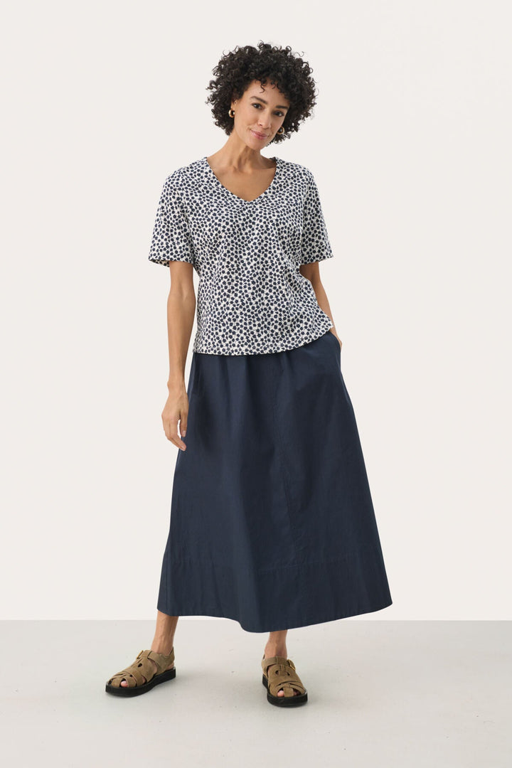 Curliapw T-Shirt Navy Mini Grid Flower | Topper | Smuk - Dameklær på nett