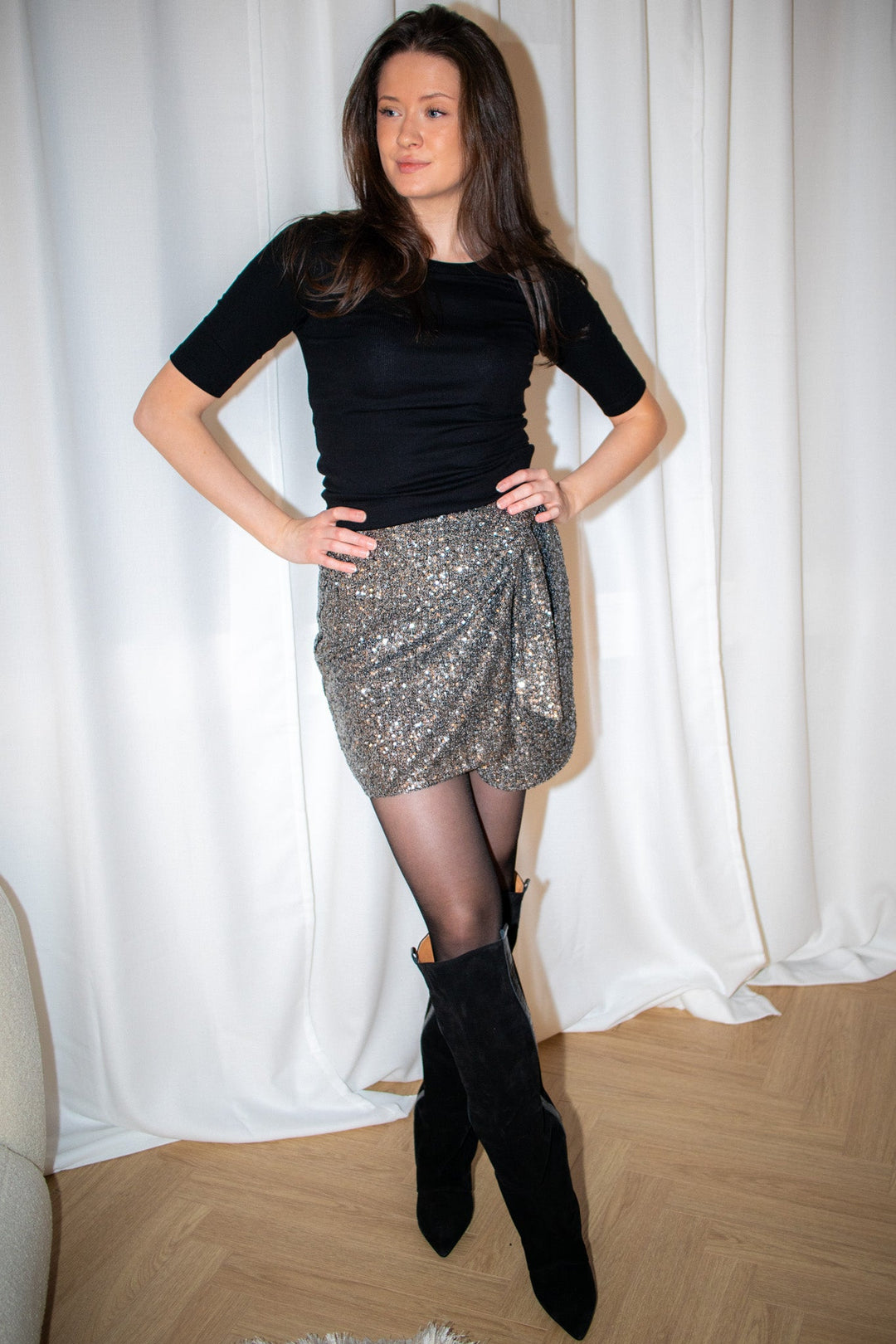 Dawa Sequin Skirt Silver | Skjørt | Smuk - Dameklær på nett