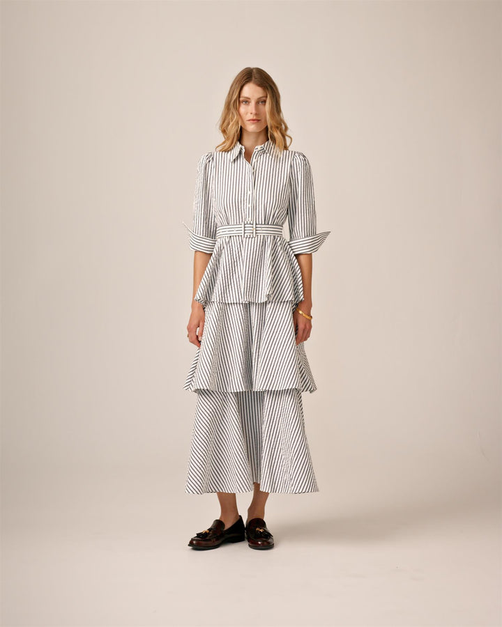 Seersucker Shirt Dress Blue Stripe