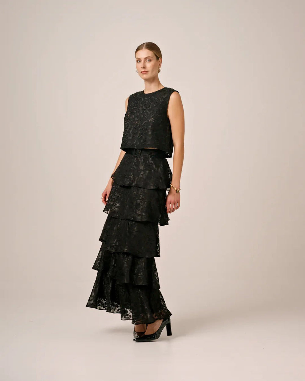 Devore Maxi Skirt Black | Skjørt | Smuk - Dameklær på nett