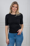 Dianna 2/4 O-Neck Top Black