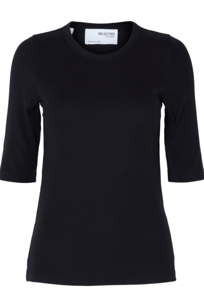 Dianna 2/4 O - Neck Top Black | Topper | Smuk - Dameklær på nett