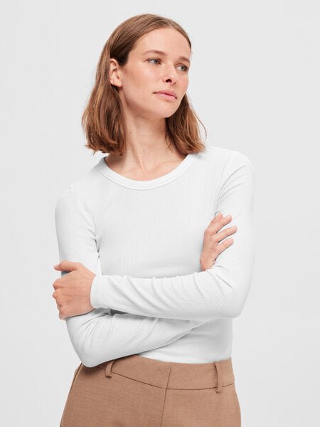 Dianna Ls O - Neck Top Bright White | Topper | Smuk - Dameklær på nett