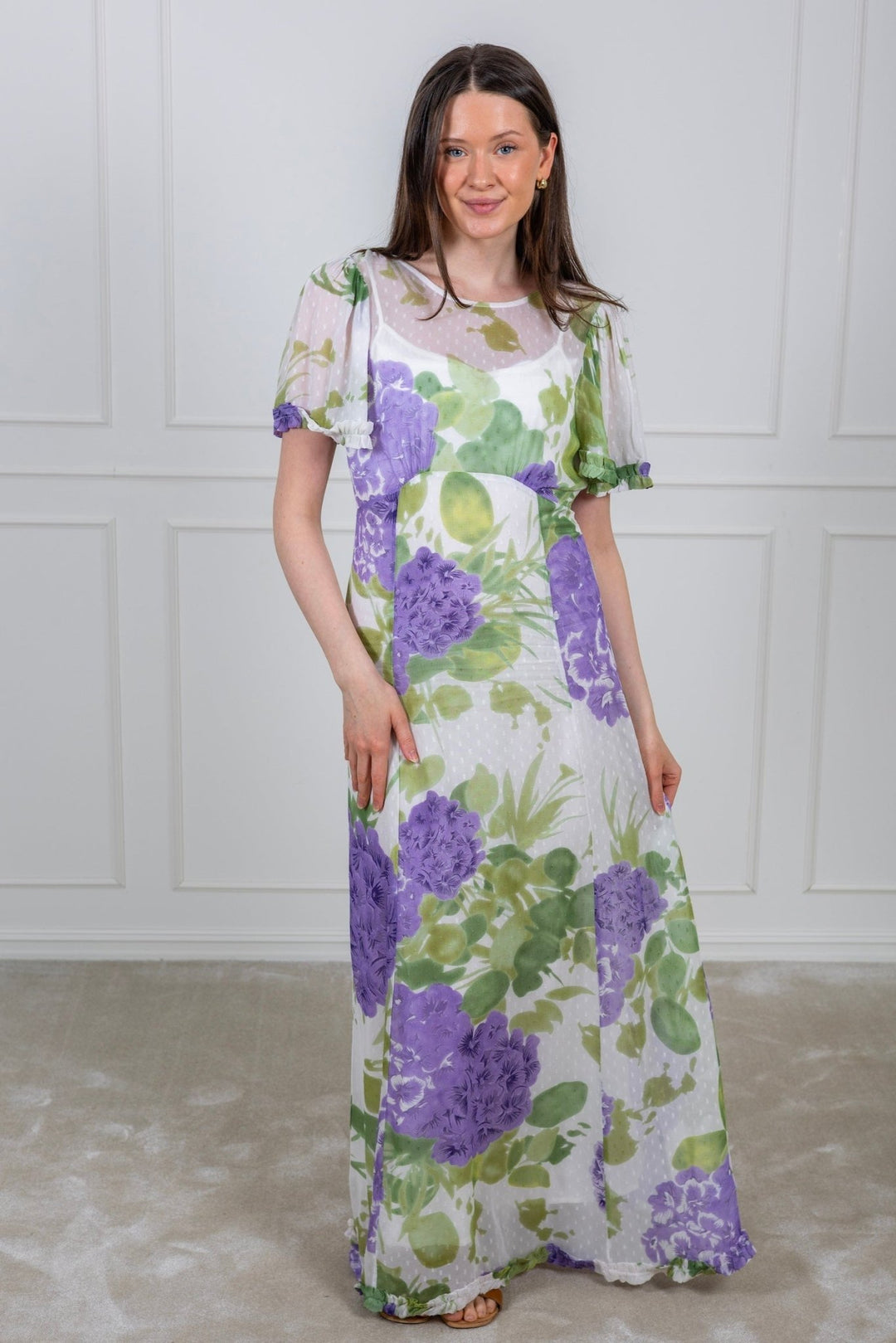 Dotted Georgette Maxi Dress Purple Flowerfield | Kjoler | Smuk - Dameklær på nett