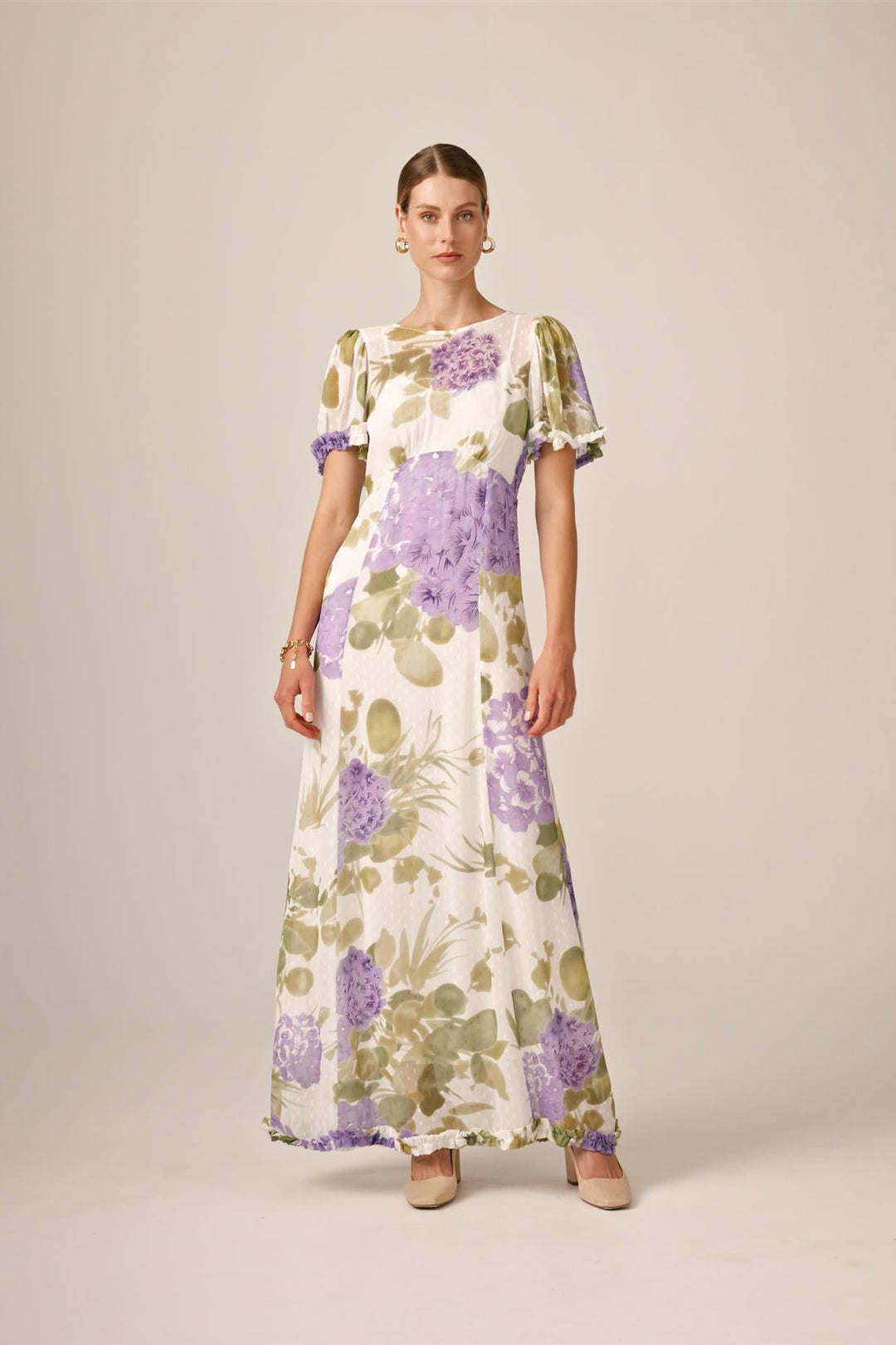 Dotted Georgette Maxi Dress Purple Flowerfield | Kjoler | Smuk - Dameklær på nett