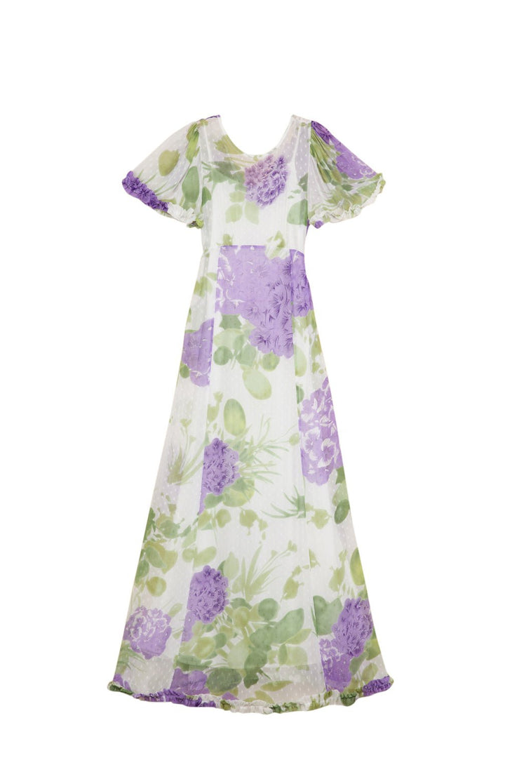 Dotted Georgette Maxi Dress Purple Flowerfield | Kjoler | Smuk - Dameklær på nett