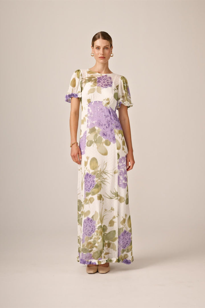 Dotted Georgette Maxi Dress Purple Flowerfield | Kjoler | Smuk - Dameklær på nett