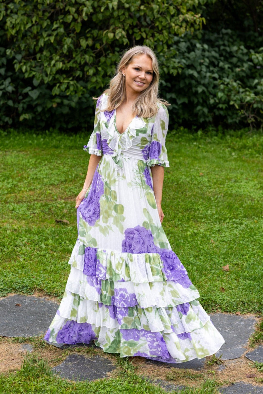 Dotted Georgette Rouching Dress Purple Flowerfield | Kjoler | Smuk - Dameklær på nett