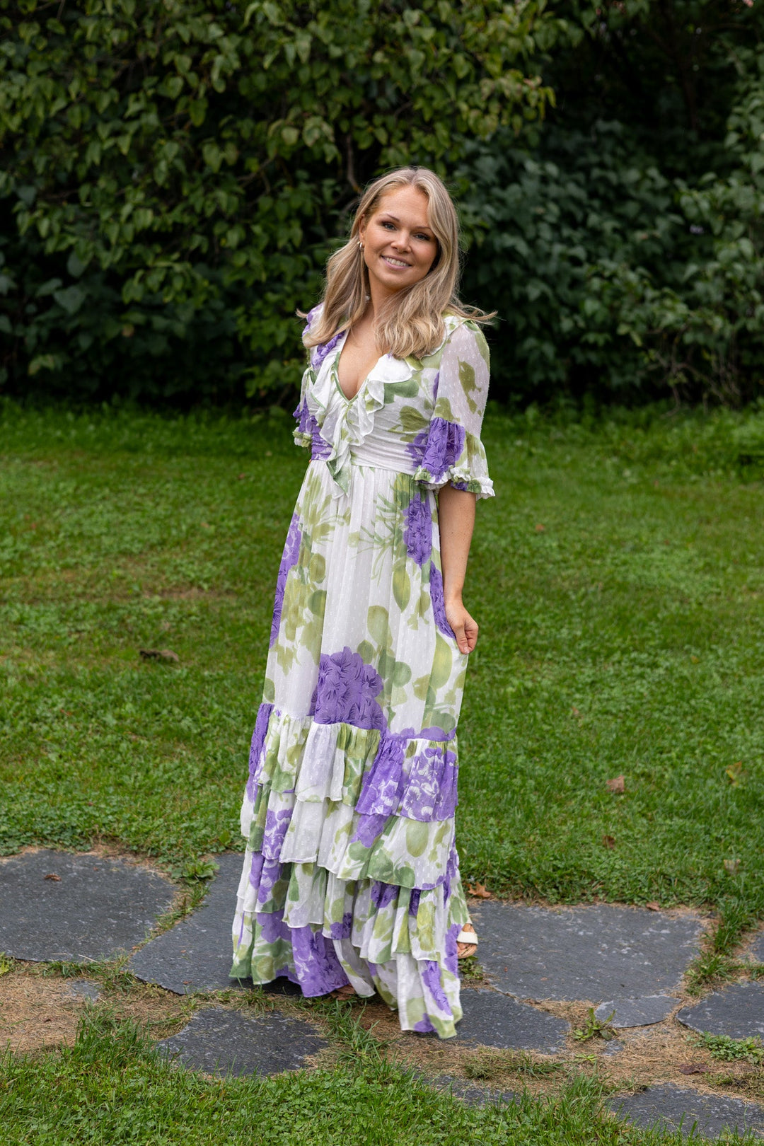 Dotted Georgette Rouching Dress Purple Flowerfield | Kjoler | Smuk - Dameklær på nett