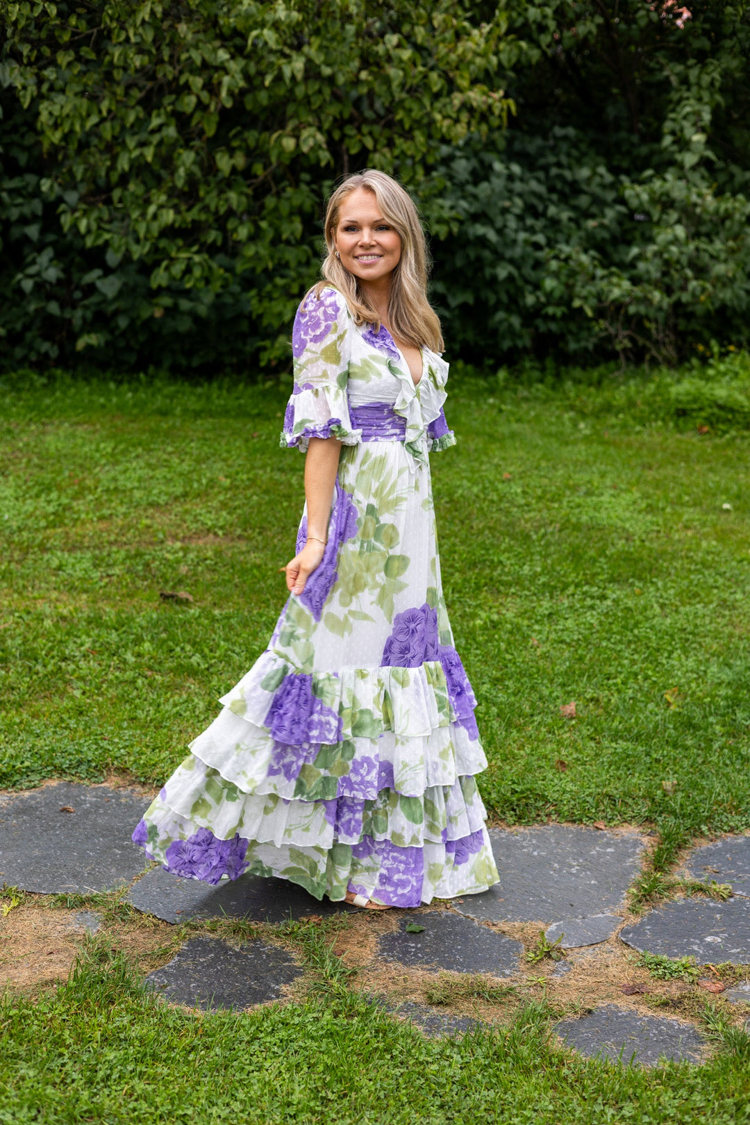 Dotted Georgette Rouching Dress Purple Flowerfield | Kjoler | Smuk - Dameklær på nett